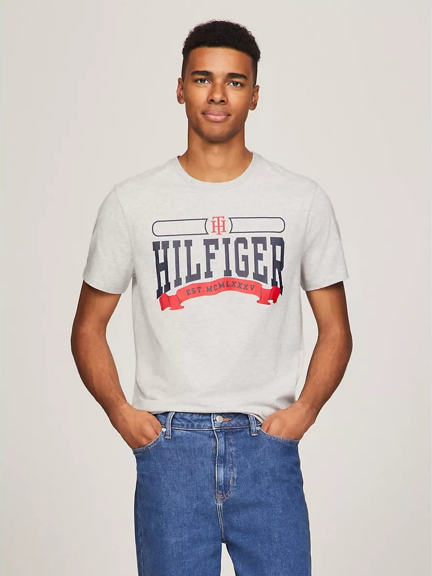 Акція на Футболка бавовняна чоловіча Tommy Hilfiger 602351521 S Сіра від Rozetka