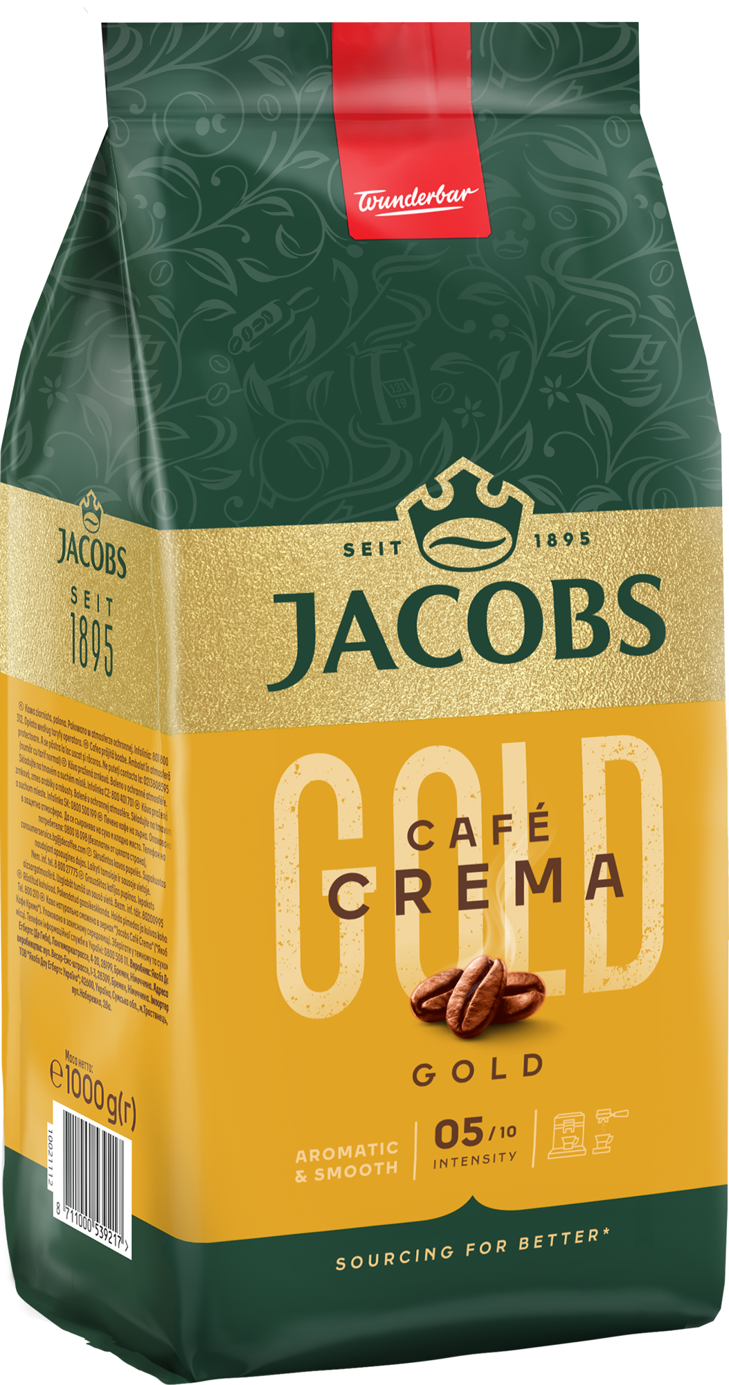 Купить Кофе в зернах Jacobs Crema Gold 1 кг (8711000539217