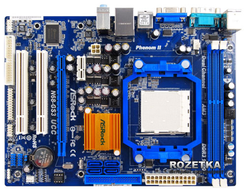 Материнская плата ASRock N68-GS3 UCC (sAM3, GeForce 7025, PCI Ex 16 ...