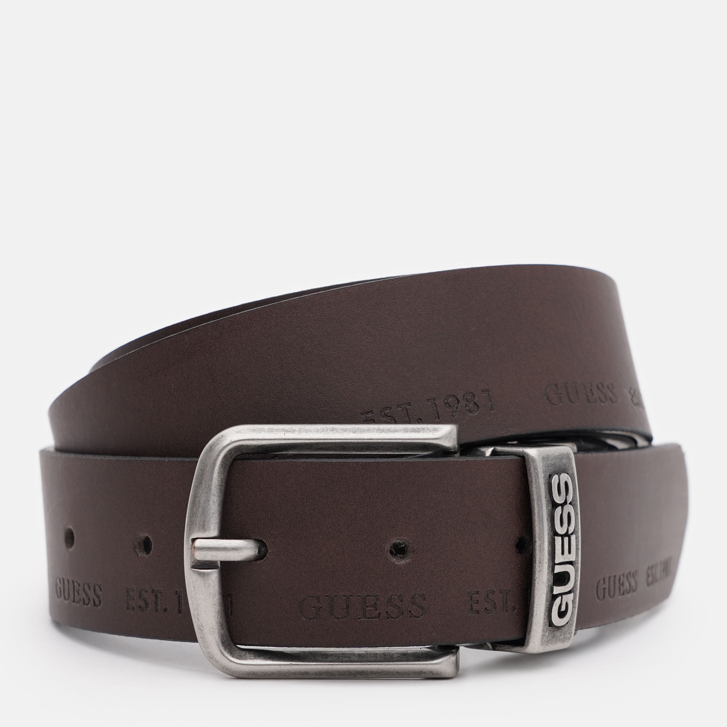 Акція на Ремінь з натуральної шкіри чоловічий Guess M4RZ01-L0TY0-G1H3 L BARK BROWN від Rozetka