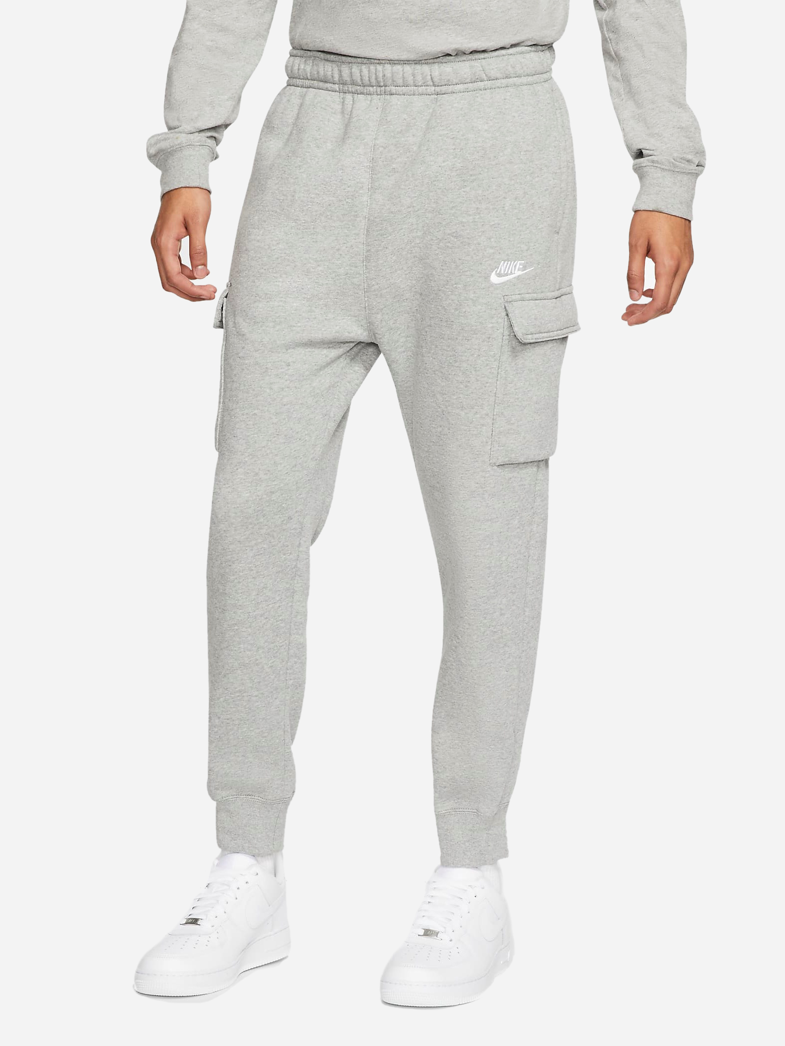 Акція на Спортивні штани утеплені чоловічі Nike M Nsw Club Pant Cargo Bb CD3129-063 XL Сірі від Rozetka