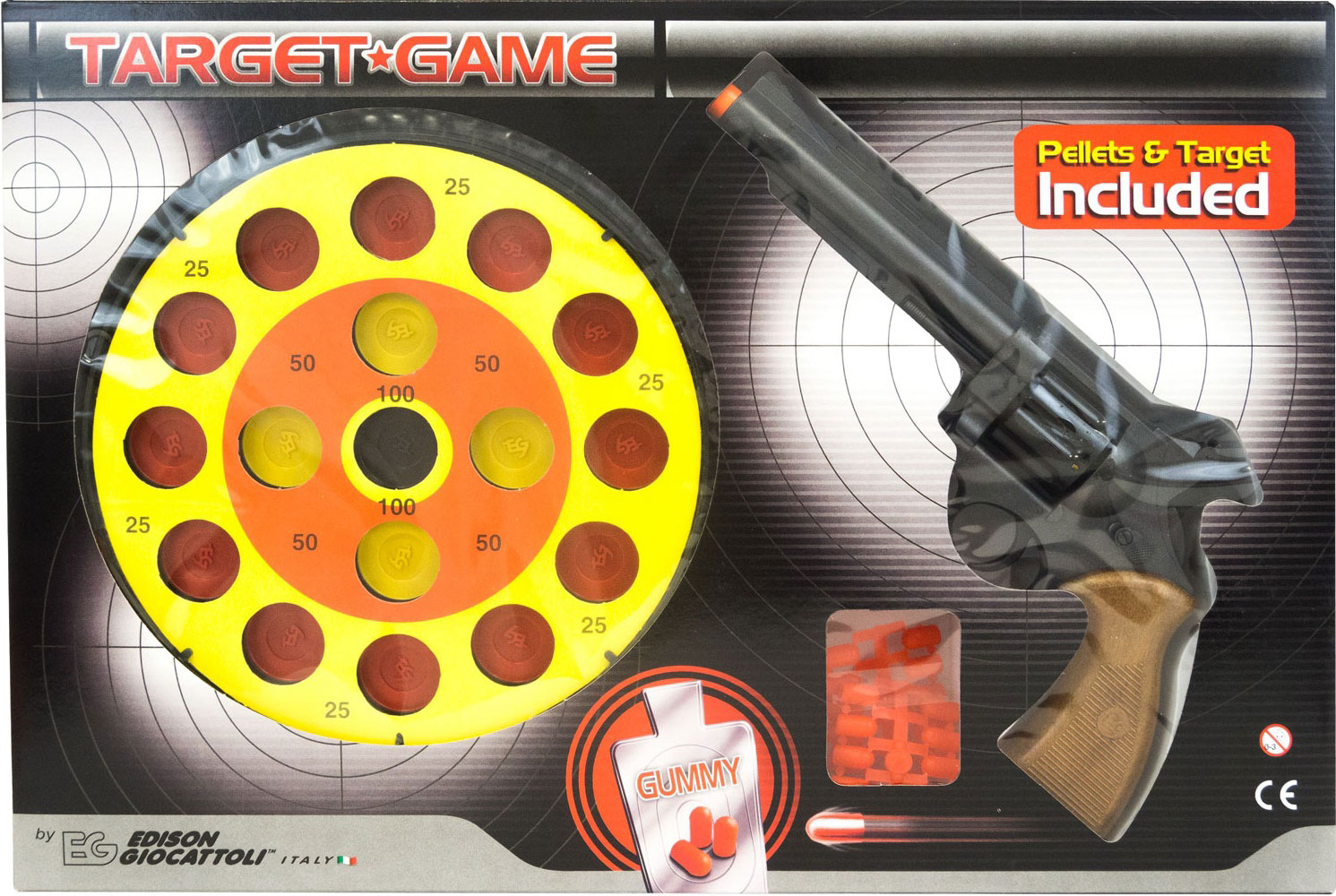 

Пистолет Edison Giocattoli Target Game 8-зарядный с мишенью и пульками (485/22) (ED-0485220) (8002605001842)