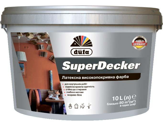 

Фарба професійна інтер'єрна DUFA SuperDecker 10 л Біла (14393)