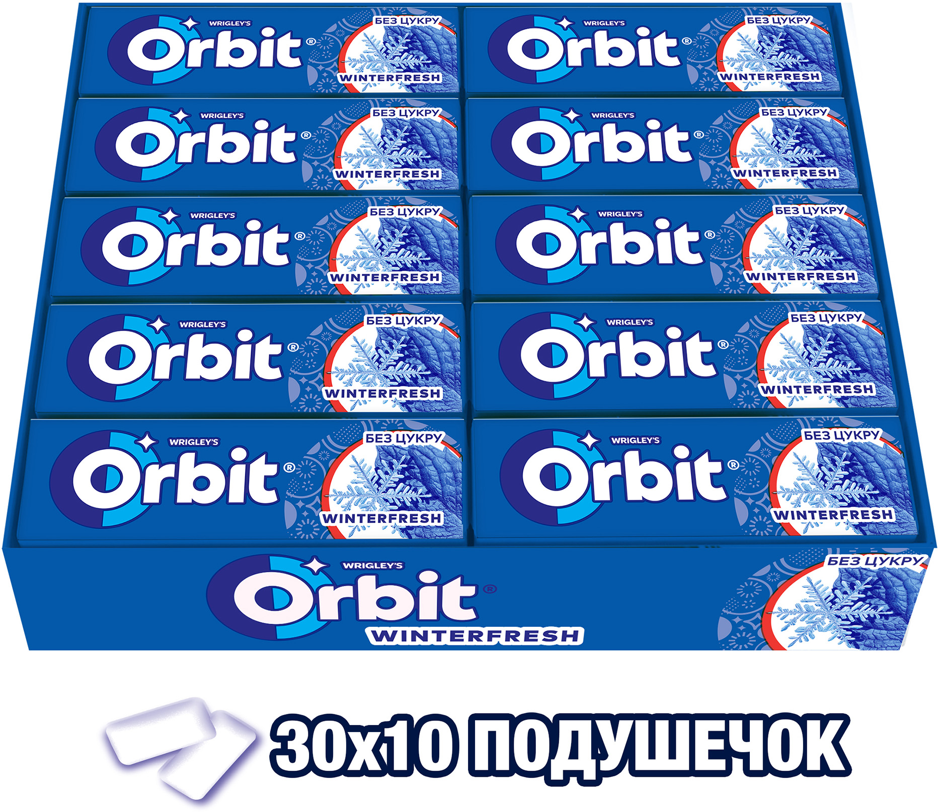 Упаковка жувальної гумки Orbit Winterfresh з ментолом 14 г x 30 шт
