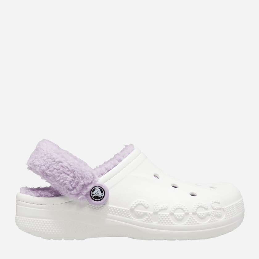 Акція на Жіночі крокси утеплені Crocs Baya Lined Fuzz Strap Clog 206633-577 39-40 (M7/W9) 25 см Білий/Лавандовий (Білий/Лавандовий) від Rozetka