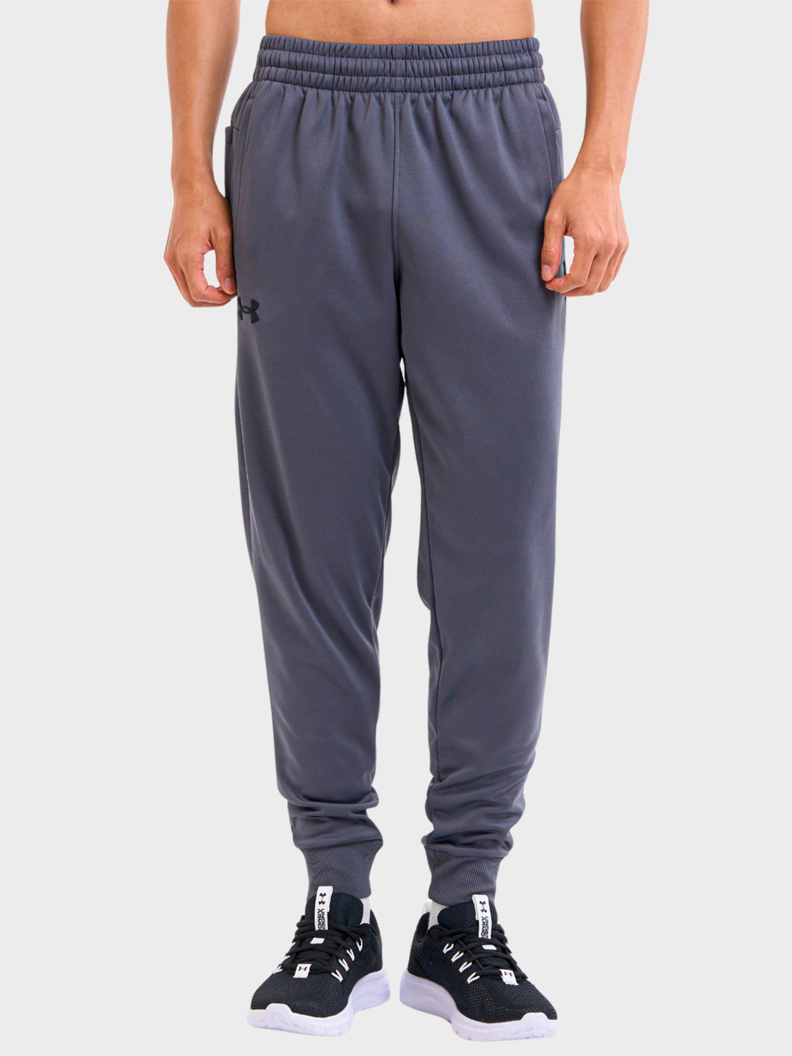 Акція на Спортивні штани чоловічі утеплені Under Armour Ua Armour Fleece Joggers 1373362-025 L Сірі від Rozetka