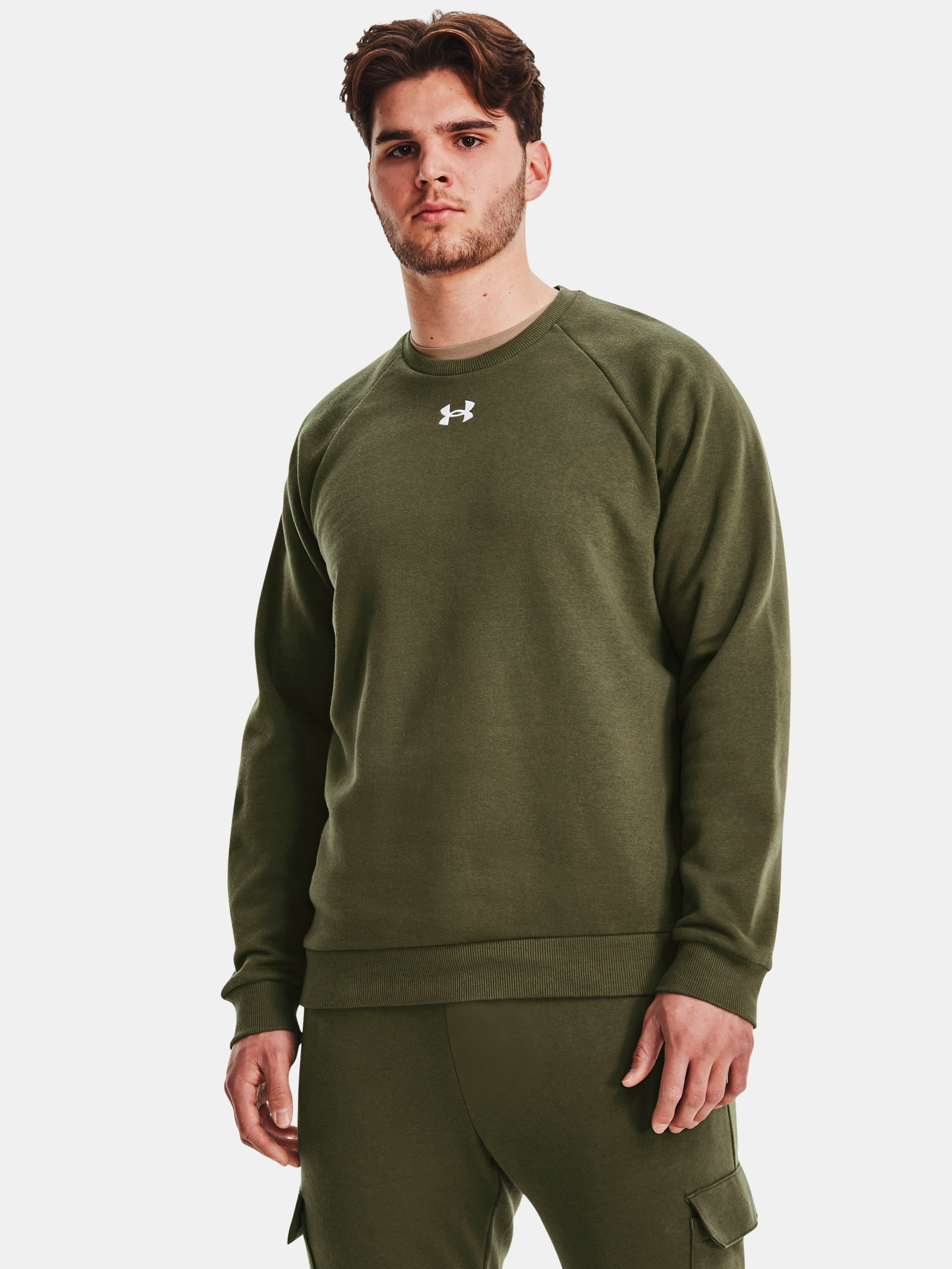 Акція на Світшот на флісі чоловічий Under Armour Ua Rival Fleece Crew 1379755-390 M Оливковий від Rozetka