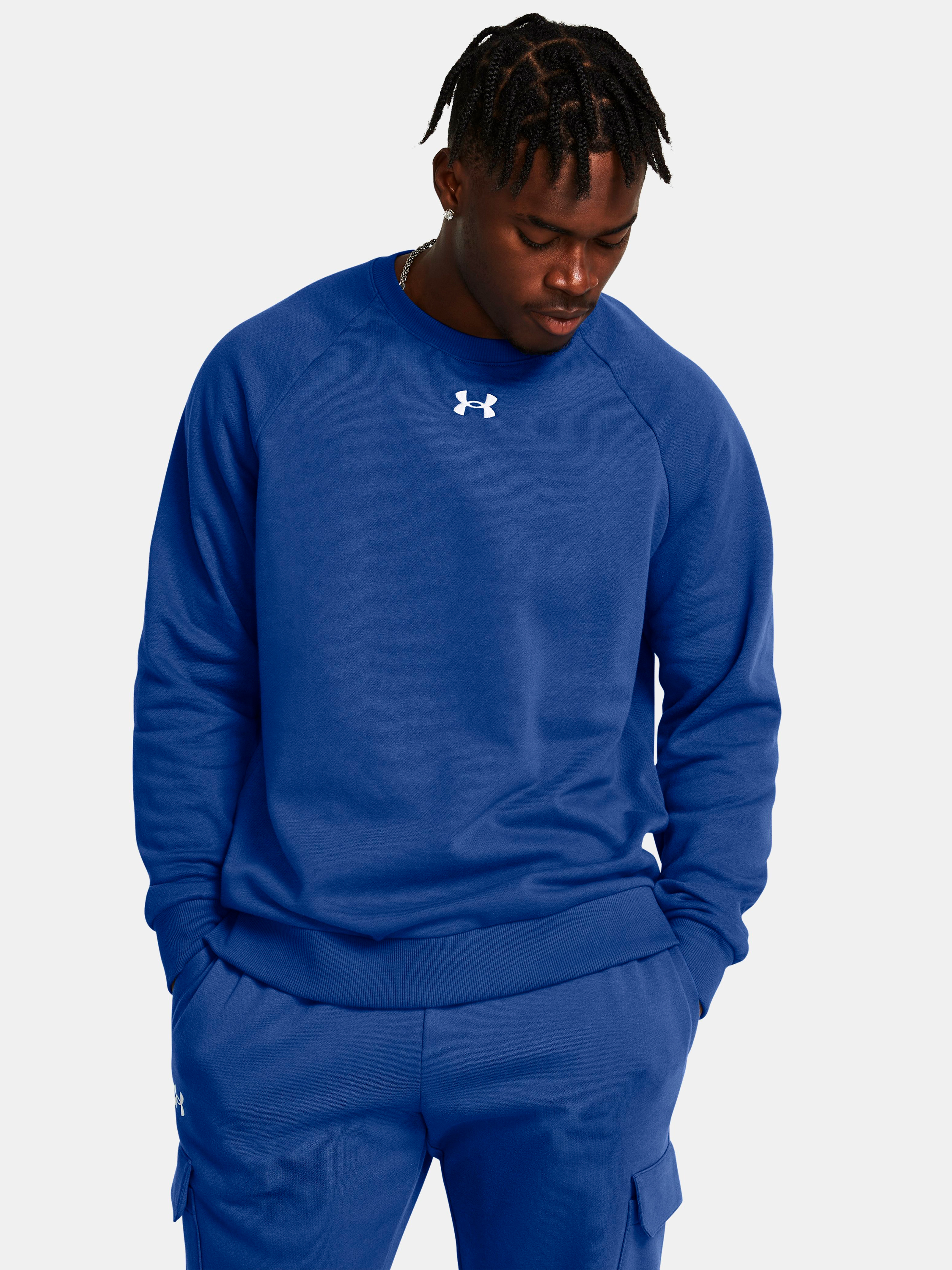 Акція на Світшот на флісі чоловічий Under Armour Ua Rival Fleece Crew 1379755-432 M Синій від Rozetka