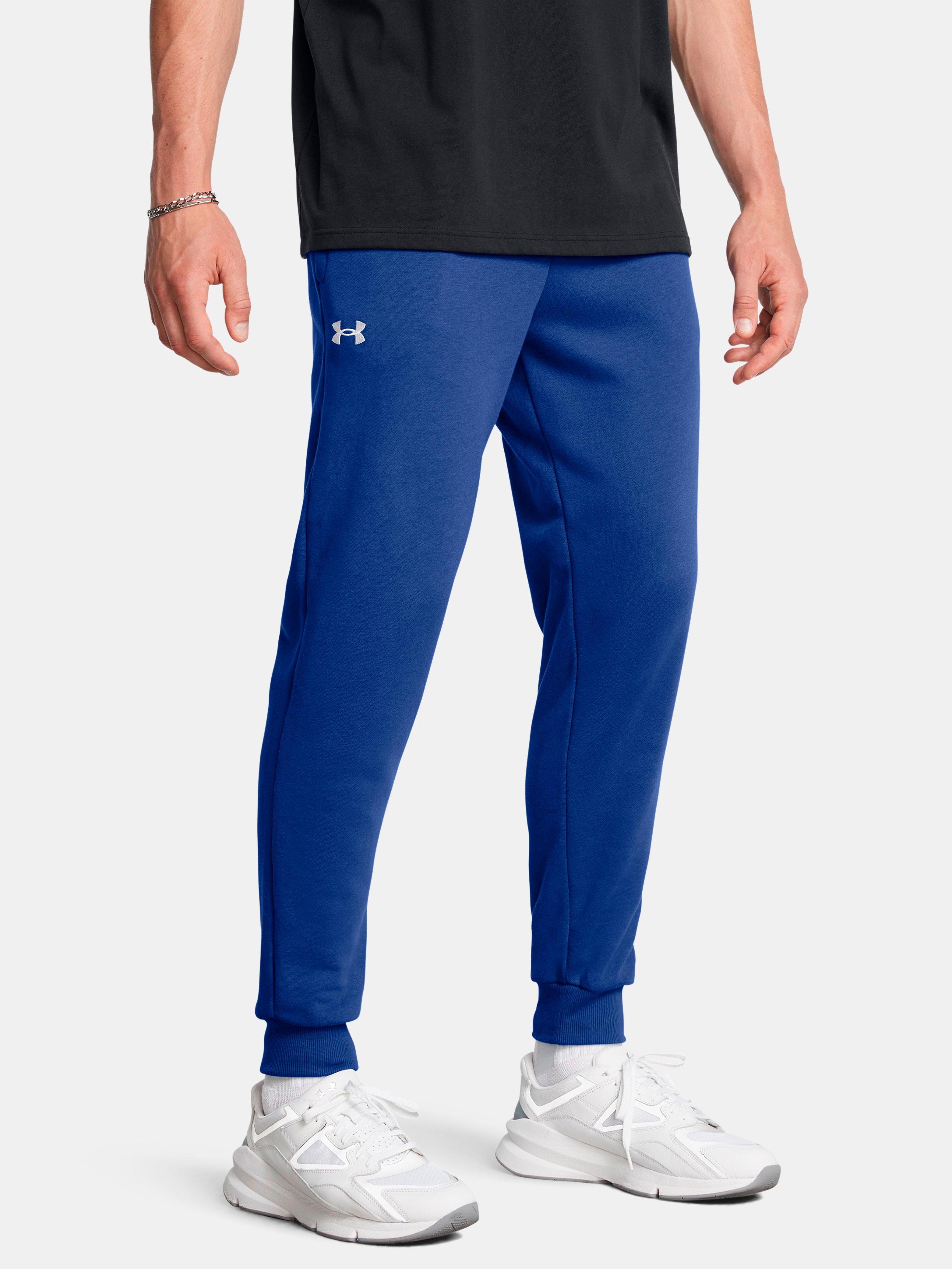 Акція на Спортивні штани утеплені чоловічі Under Armour Ua Rival Fleece Joggers 1379774-432 S Сині від Rozetka