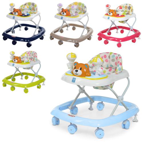 

Ходунки для ребёнка M 3656-2 мишка,муз,свет,колеса7шт,стопоры2шт, рег.высота, 5 цветов