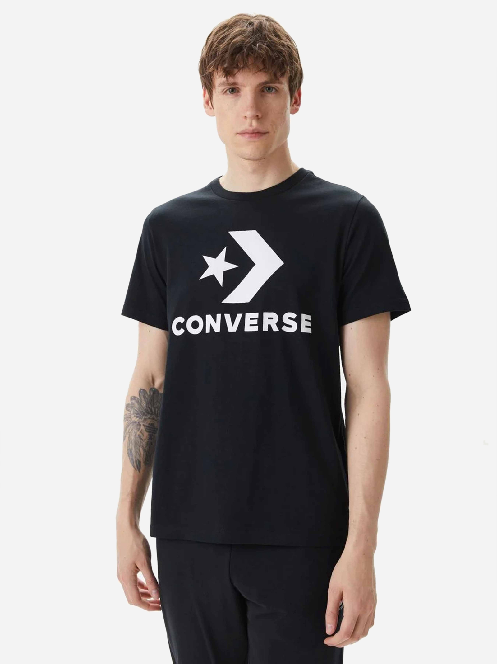 Акція на Футболка бавовняна довга чоловіча Converse Star Chevron Tee Black 10025458-001 L від Rozetka