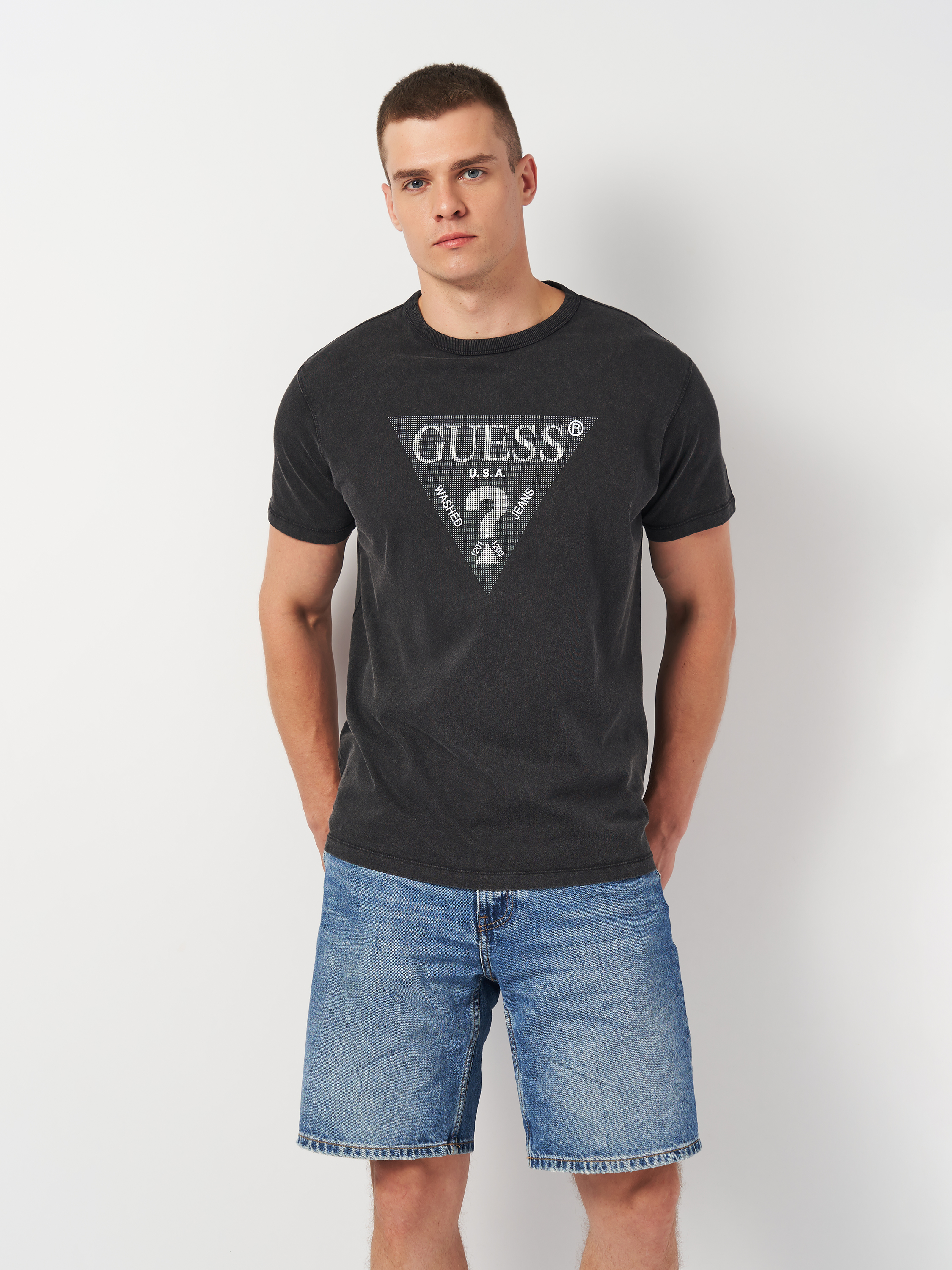 Акція на Футболка бавовняна довга чоловіча Guess M4YI05-I3Z14-JBLK M Jet Black A996 від Rozetka