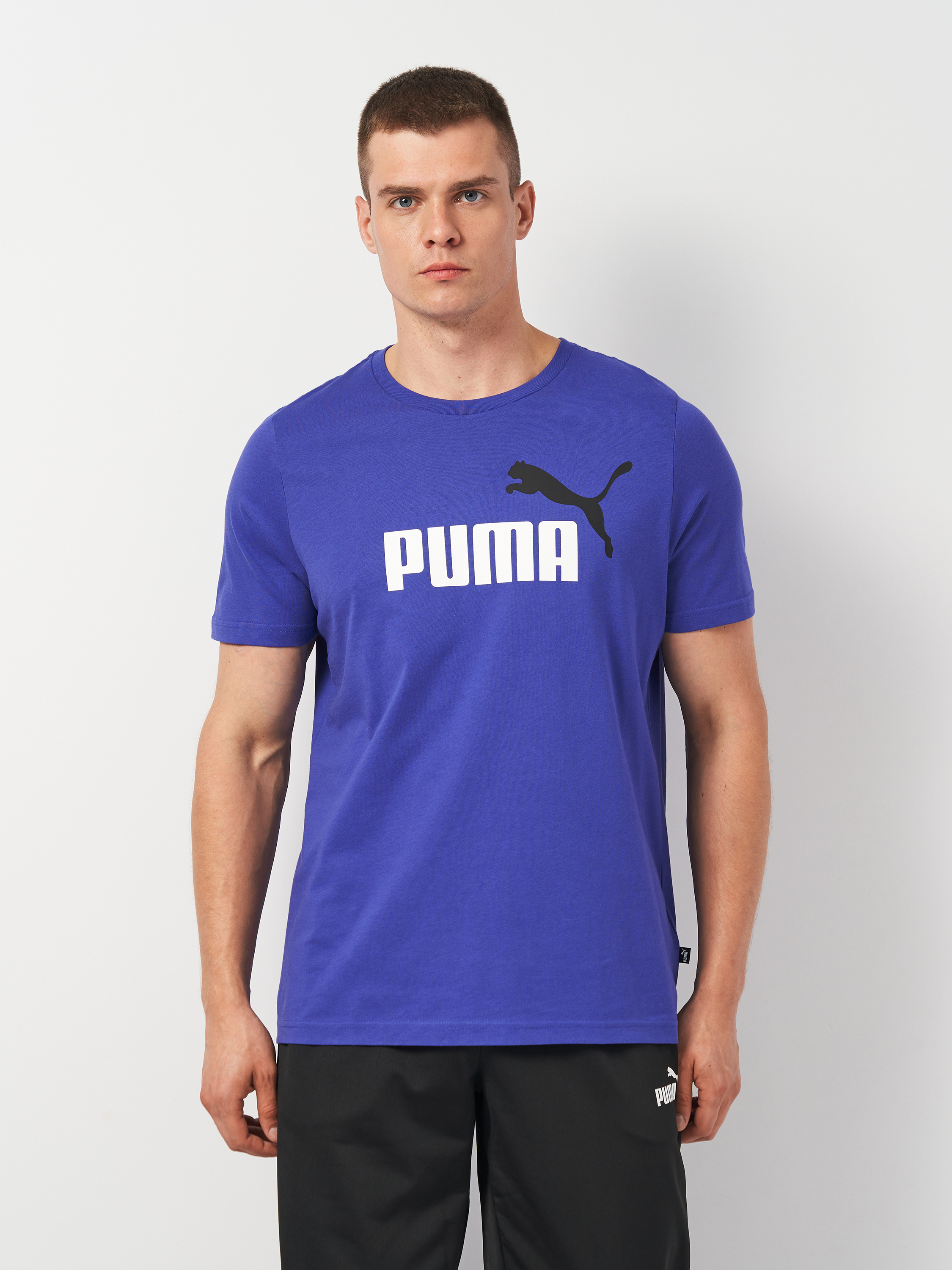 Акція на Футболка бавовняна чоловіча Puma Ess+ 2 Col Logo Tee 58675905 XL Синя від Rozetka