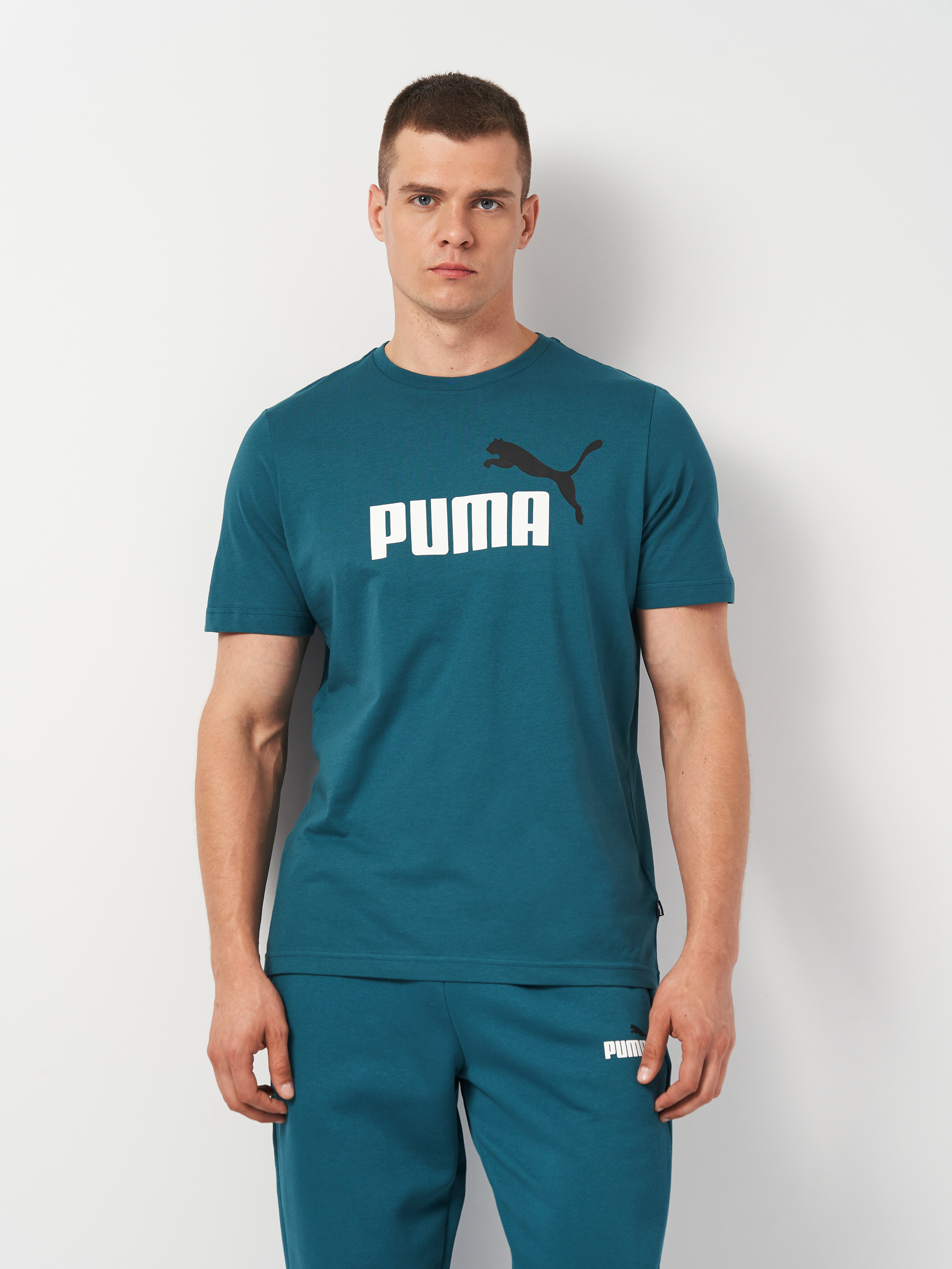 Акція на Футболка бавовняна чоловіча Puma Ess+ 2 Col Logo Tee 58675908 L Зелена від Rozetka