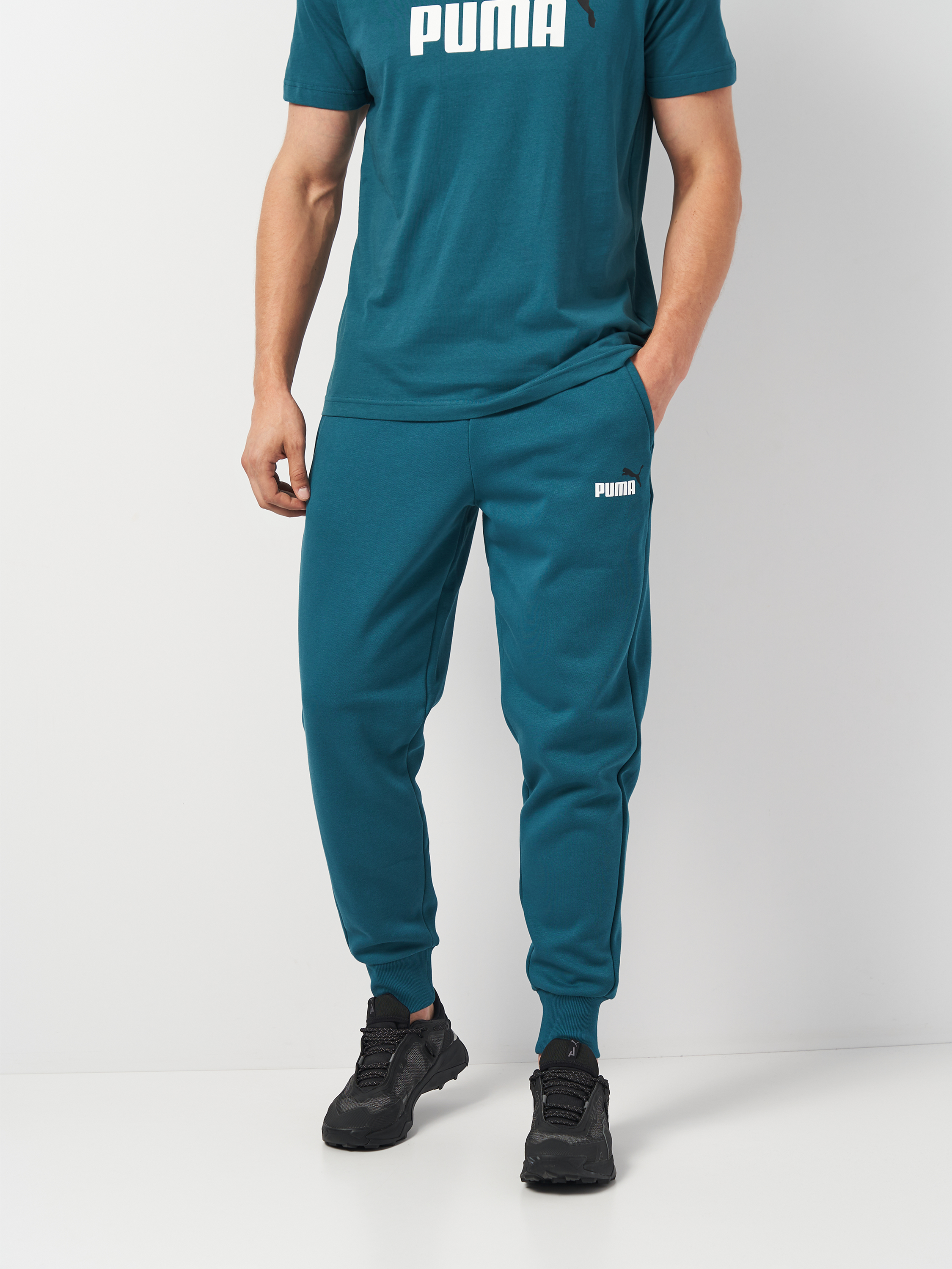 Акція на Спортивні штани чоловічі Puma Ess+ 2 Col Logo Pants 58676708 L Зелені від Rozetka