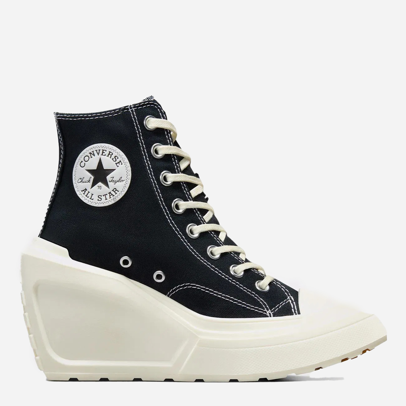 Акція на Жіночі кеди високі Converse Chuck 70 De Luxe Wedge Hi A06478C-001 37.5 (7) 24 см Чорні від Rozetka