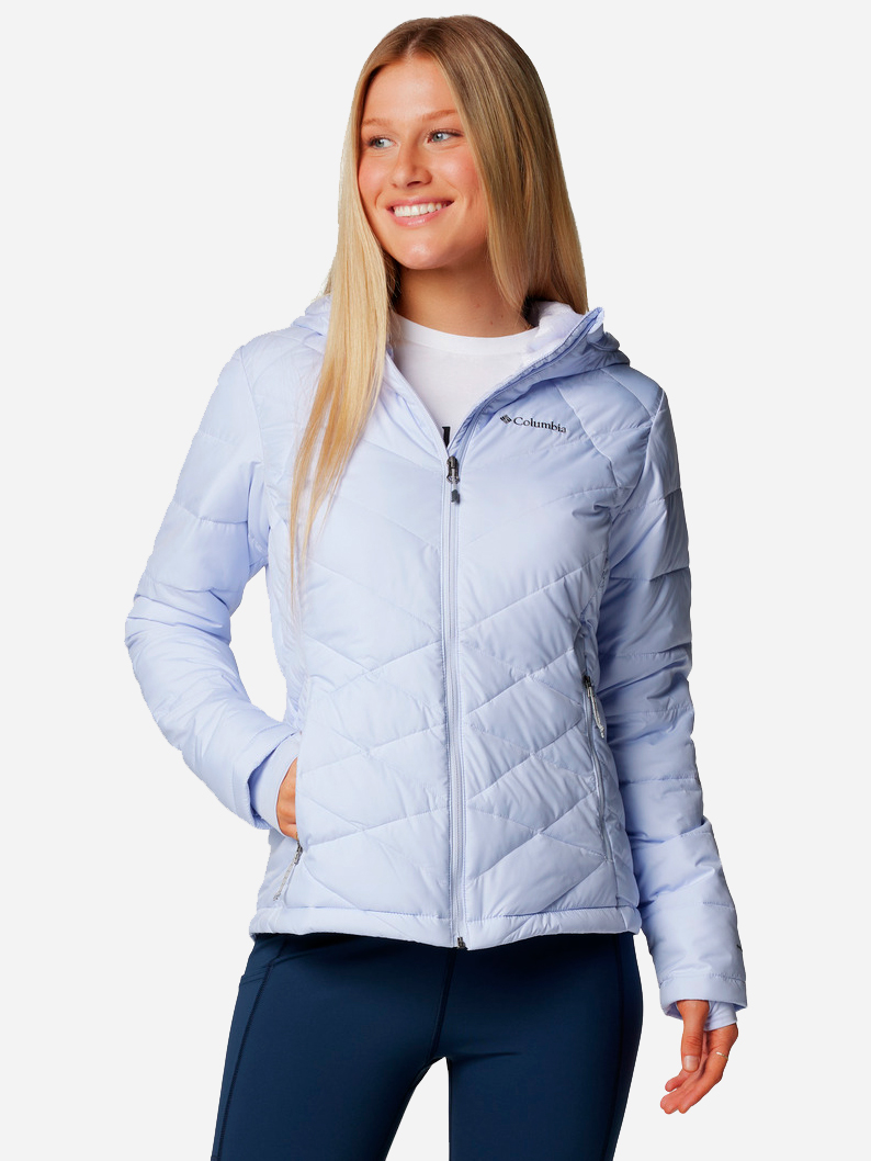 Акція на Куртка демісезонна з капюшоном жіноча Columbia Omni-Heat Heavenly Hooded Jacket 1738151-581 L Блакитна від Rozetka