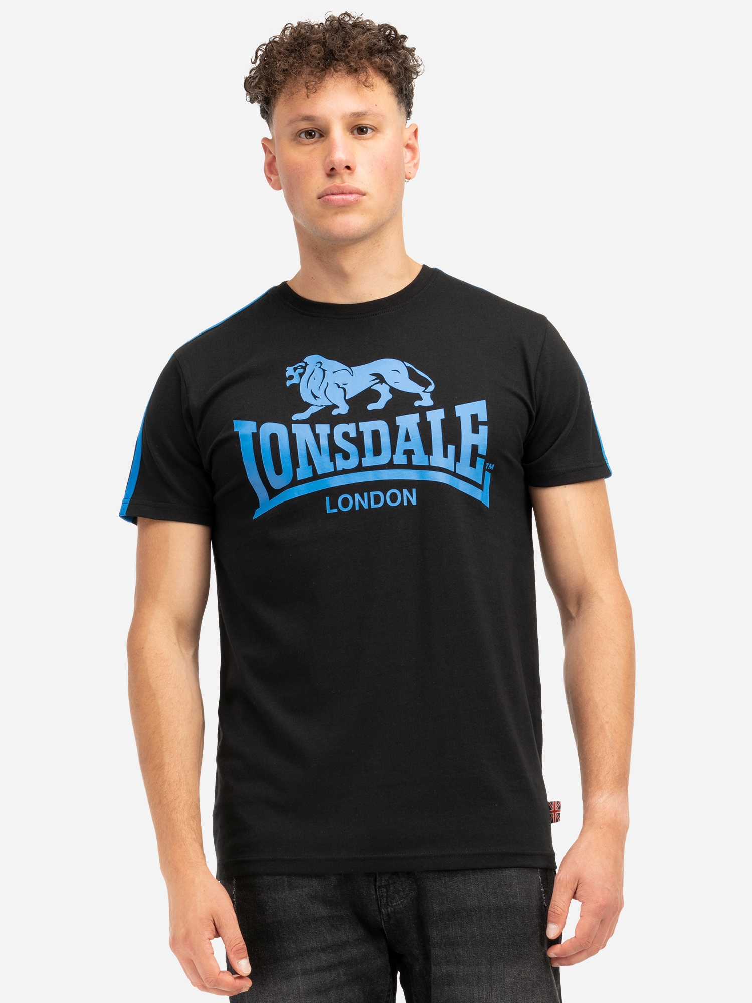 Акція на Футболка бавовняна довга чоловіча Lonsdale 117604-1591 2XL Black/Blue від Rozetka