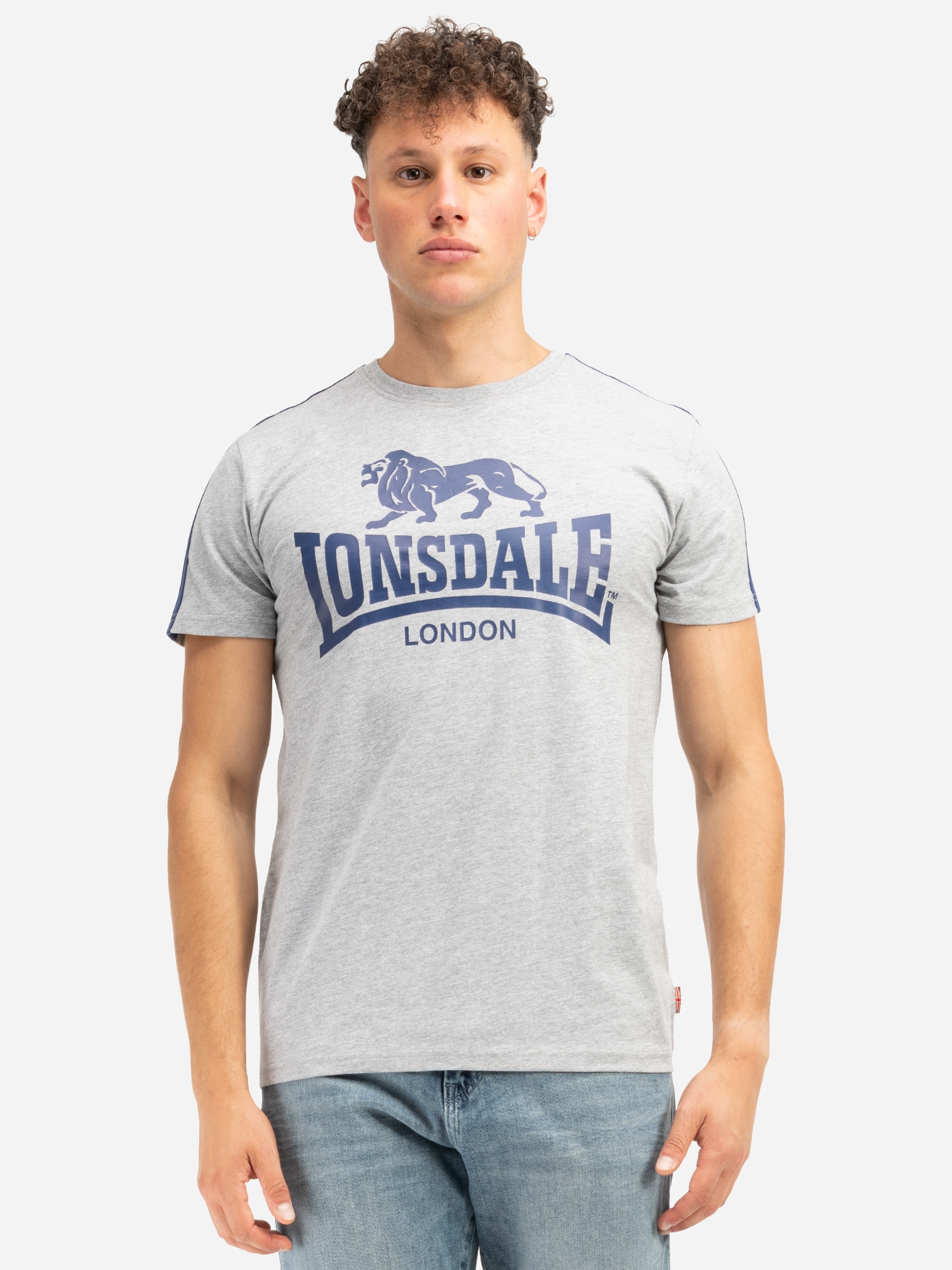 Акція на Футболка бавовняна довга чоловіча Lonsdale 117604-1534 S Marl Grey/Navy від Rozetka