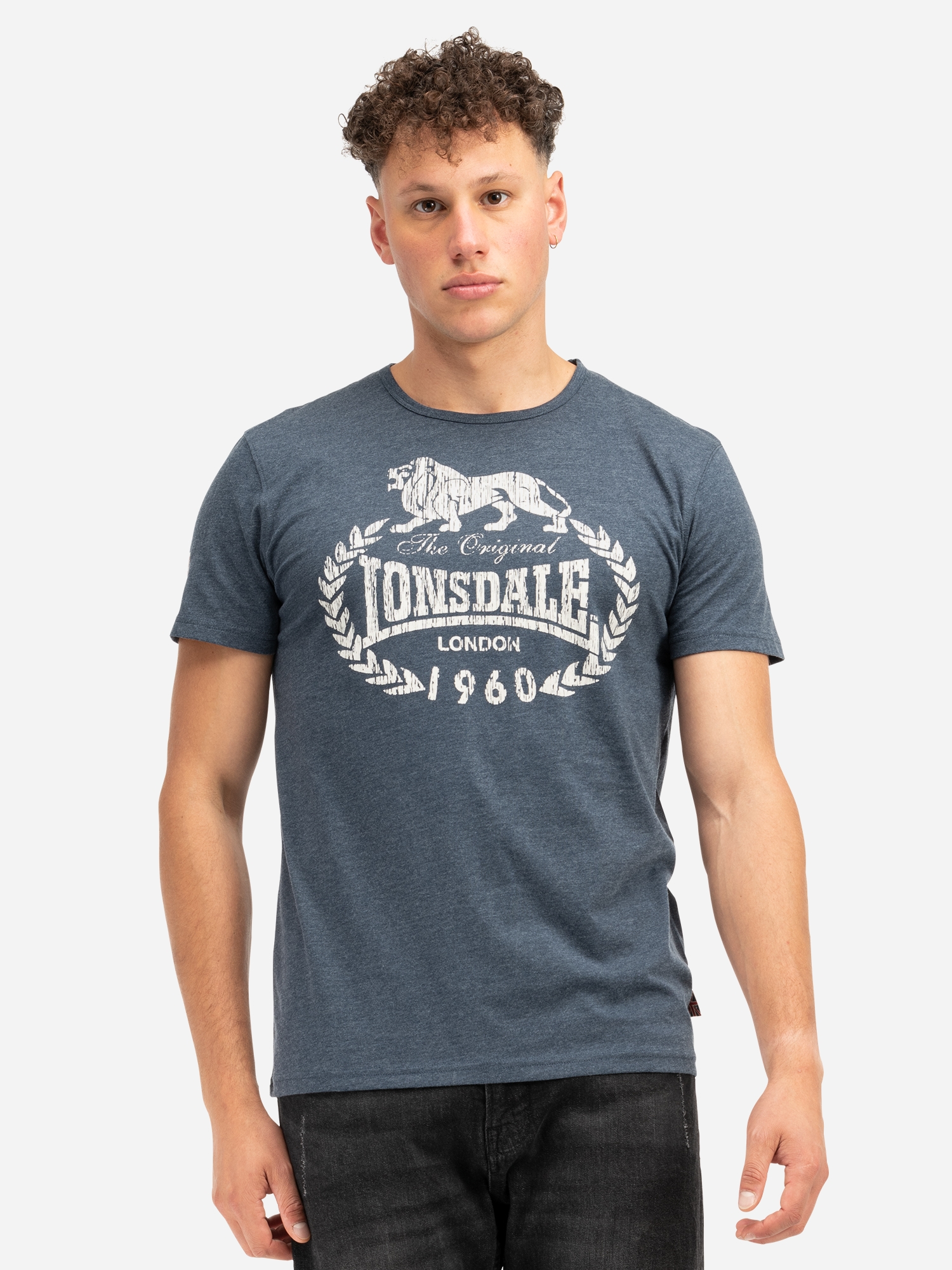 Акція на Футболка бавовняна довга чоловіча Lonsdale 111139-3102 2XL Marl Navy/Ecru від Rozetka