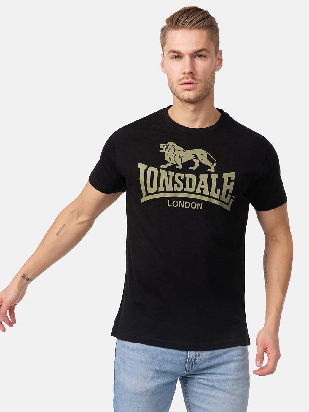 Акція на Футболка бавовняна довга чоловіча Lonsdale 119083-8364 2XL Black/Olive від Rozetka