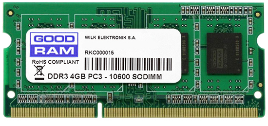 

Оперативная память Goodram SODIMM DDR3-1333 4096MB PC3-10600 (GR1333S364L9S/4G)