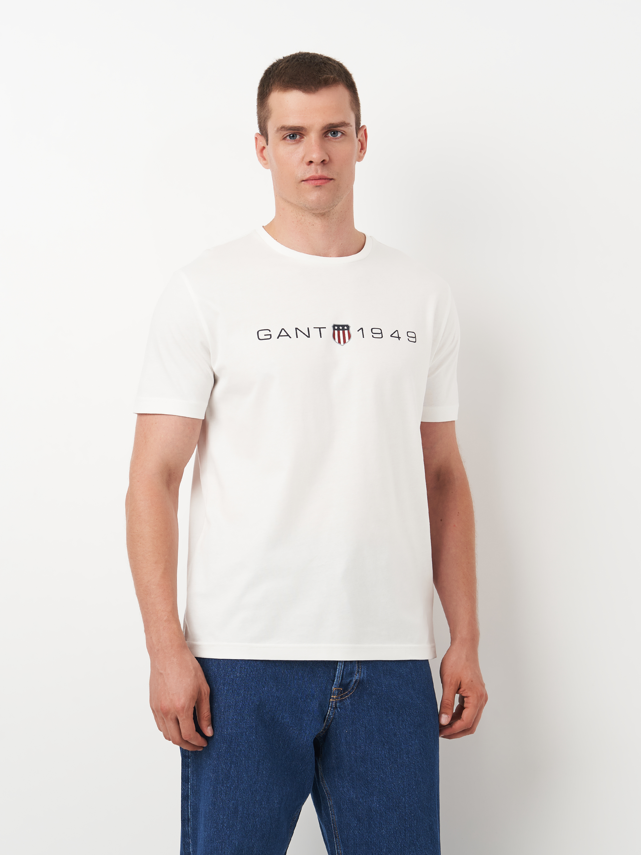 Акція на Футболка бавовняна чоловіча GANT Printed Graphic Ss T-Shirt 2003242-113 L Біла від Rozetka