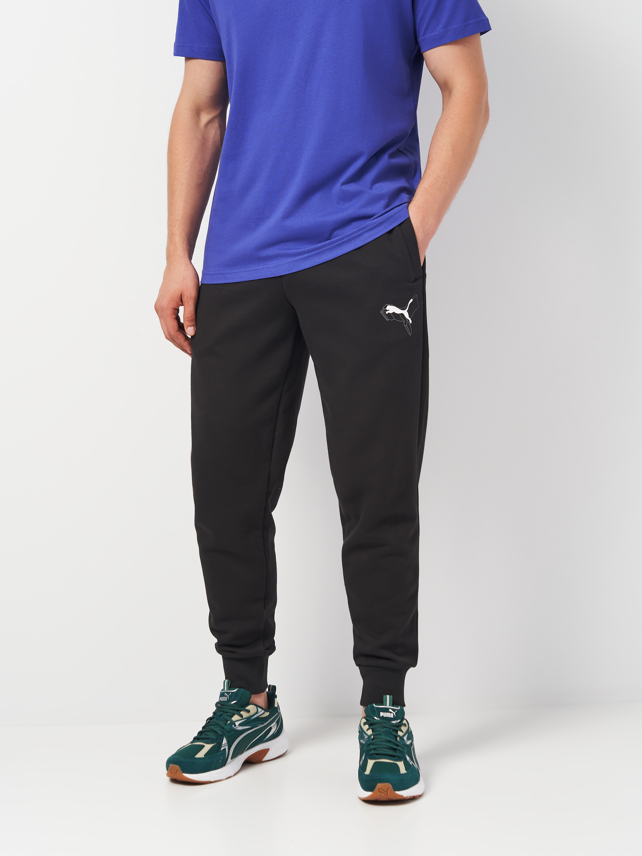 Акція на Спортивні штани чоловічі Puma Ess+ Logo Lab Cat Sweatpants 68380001 XL Чорні від Rozetka