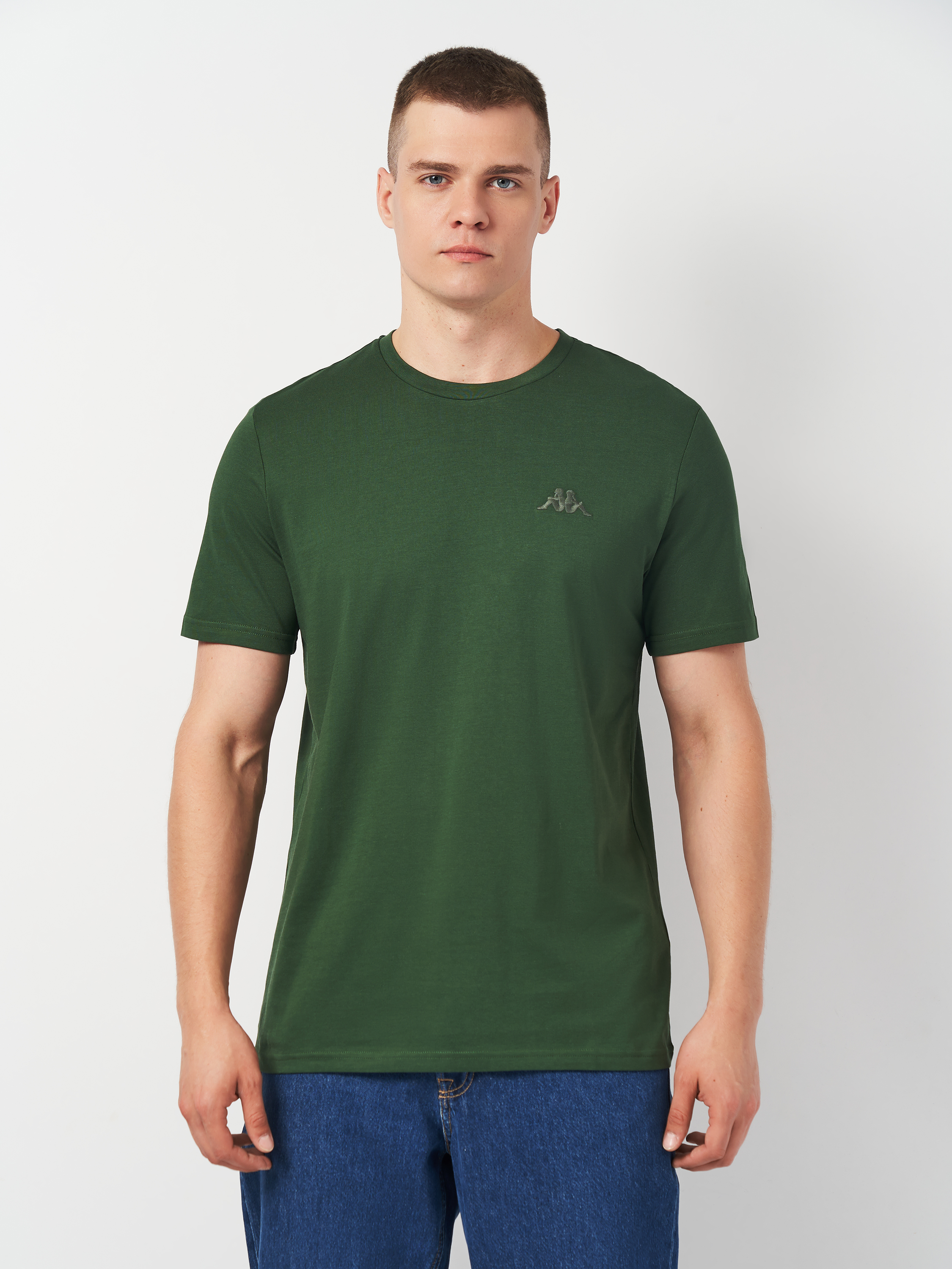 Акція на Футболка бавовняна чоловіча Kappa Men's T-shirt 125937-74 48 Темно-зелена від Rozetka