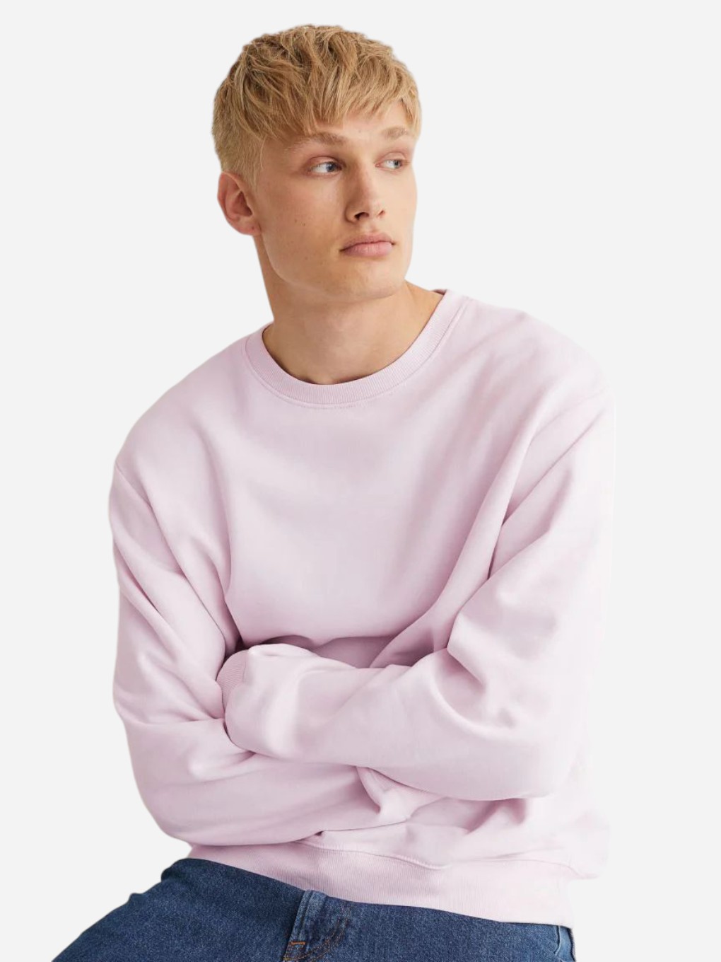 Акція на Світшот оверсайз на флісі чоловічий H&M 060970818_lightpink L Світло-рожевий від Rozetka