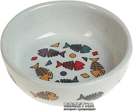 

Миска из керамики с рисунком для кошек Karlie Flamingo Color Fish 13 см белая