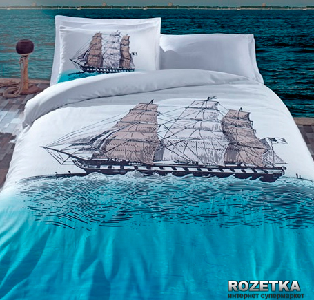 

Комплект постельного белья Cotton Box Ранфорс Ship Mavi 200x220 Бело-синий