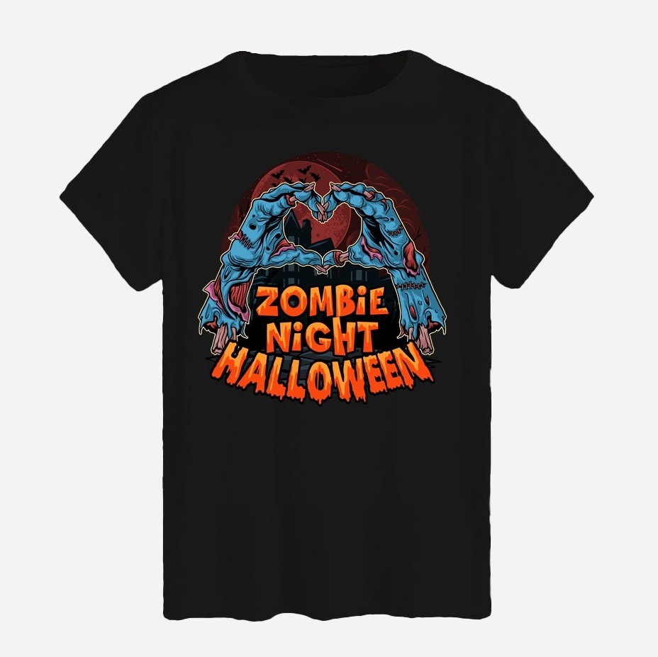 Акція на Футболка бавовняна довга чоловіча Likey Zombie night halloween M150-2331 M Чорна від Rozetka