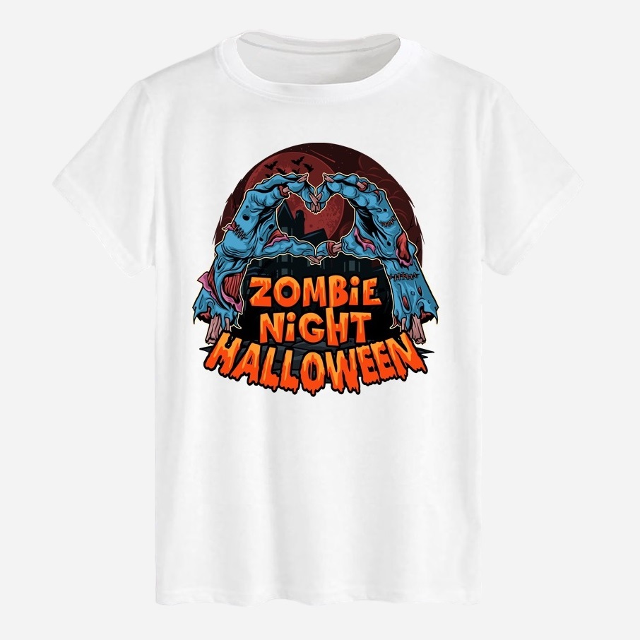 Акція на Футболка бавовняна довга чоловіча Likey Zombie night halloween M150-2331 M Біла від Rozetka