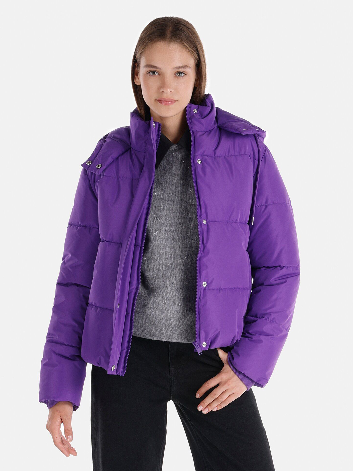 Акція на Куртка демісезонна коротка жіноча Colin's CL1064976PRP XL PURPLE від Rozetka