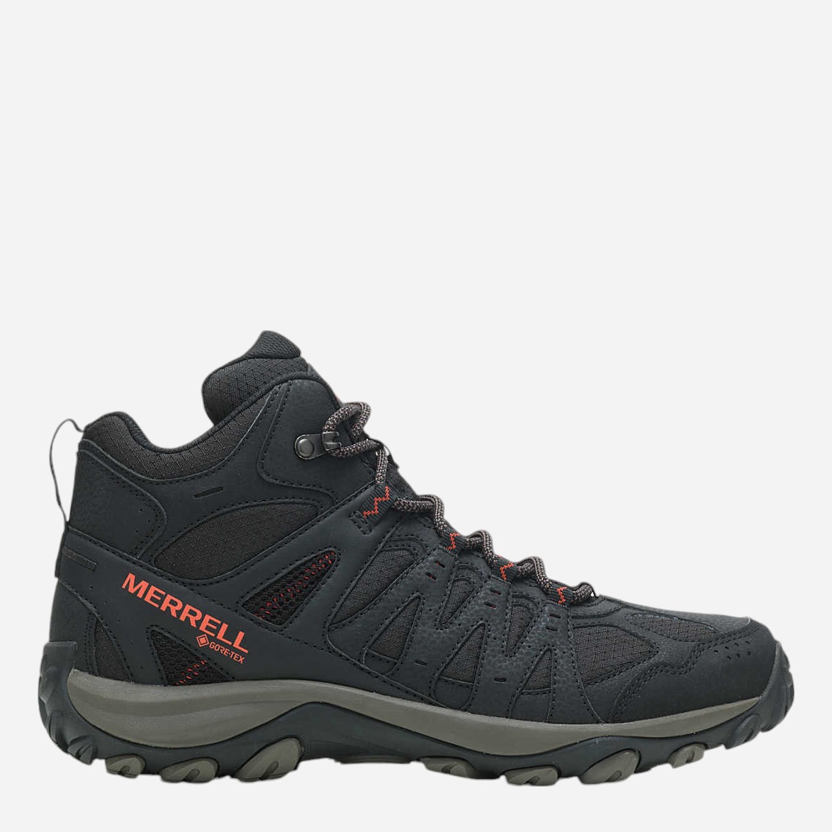 Акція на Чоловічі черевики для трекінгу з Gore-Tex Merrell Accentor 3 Sport Mid Gtx J036737 44.5 (10.5US/10UK) 28.5 см Чорний/Помаранчевий від Rozetka