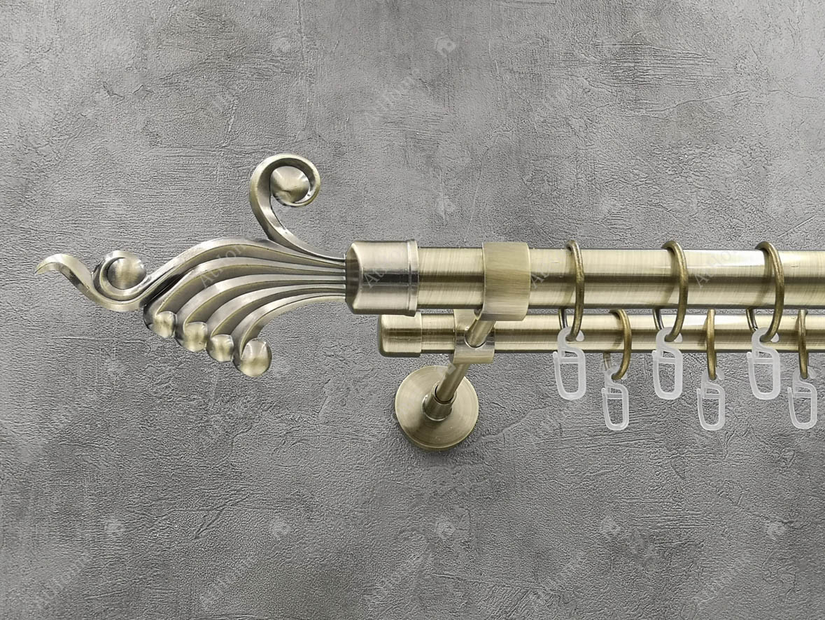 

Карниз Quadrum Венус 240 см двойной модерн Антик 25/19 мм гладкая (кольца с крючками)