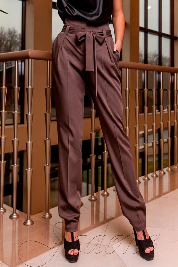 

Женские JADONE FASHION шерстяные брюки с бантом Норис цвет коричневый XL (Брюки Норис коричневый)