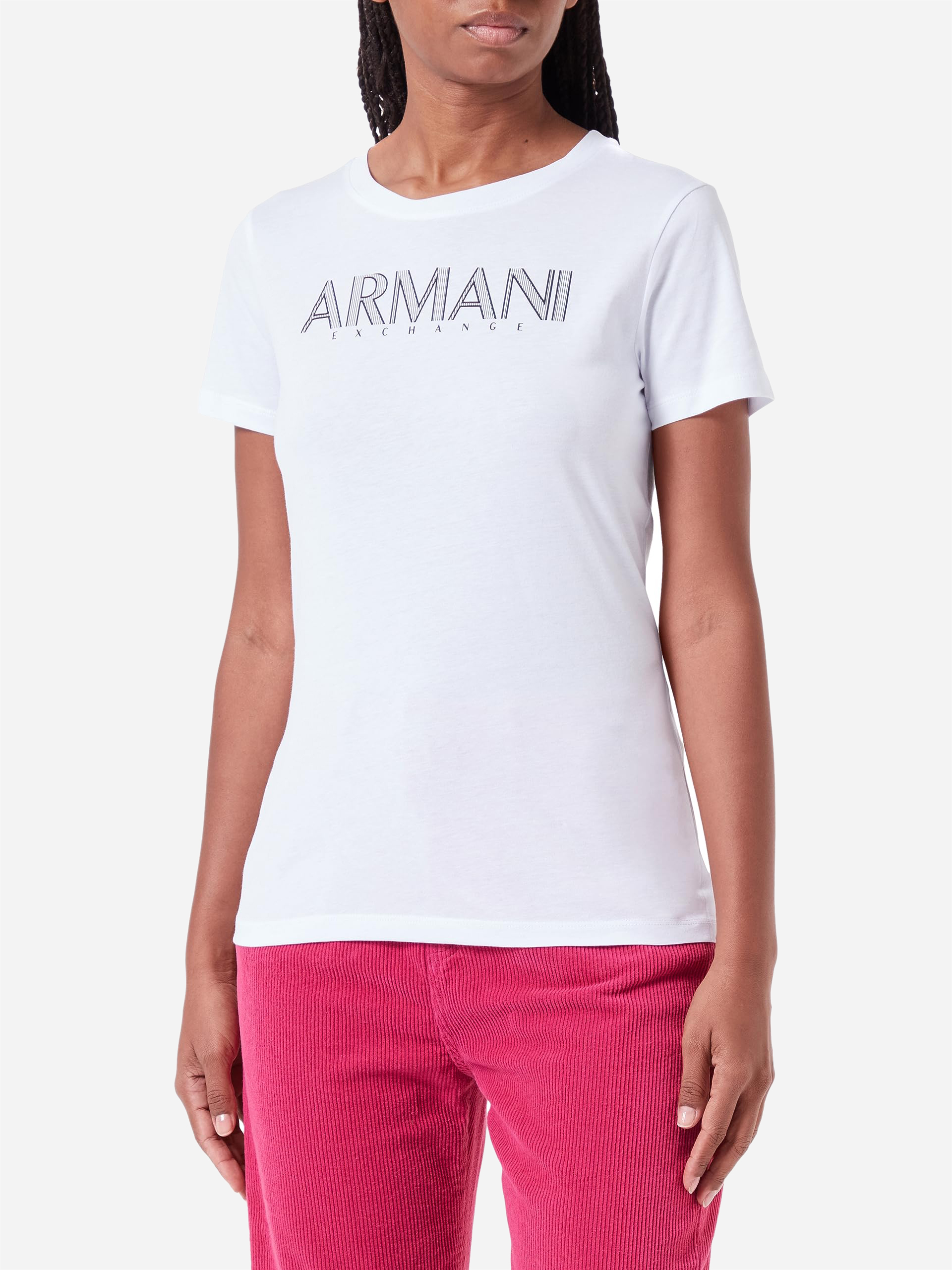 Акція на Футболка бавовняна жіноча Armani Exchange 333828160 XXL Біла від Rozetka