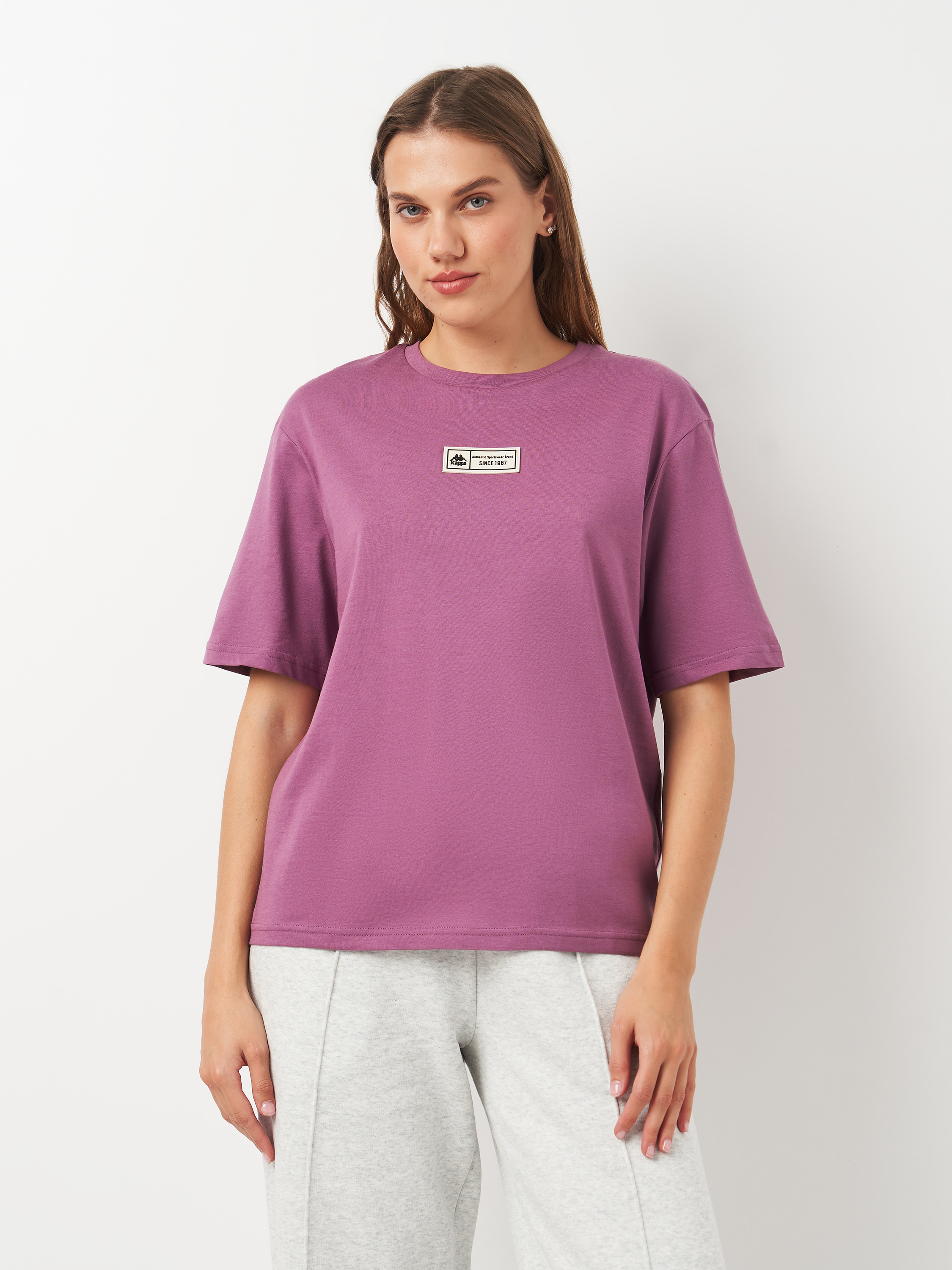 Акція на Футболка бавовняна жіноча Kappa Women's T-shirt 131137-V4 42-44 Чорнична від Rozetka