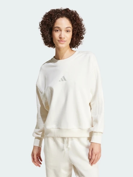 Акція на Світшот утеплений жіночий Adidas ALL SZN French Terry 3-Stripes Loose IW1132 S Молочний від Rozetka