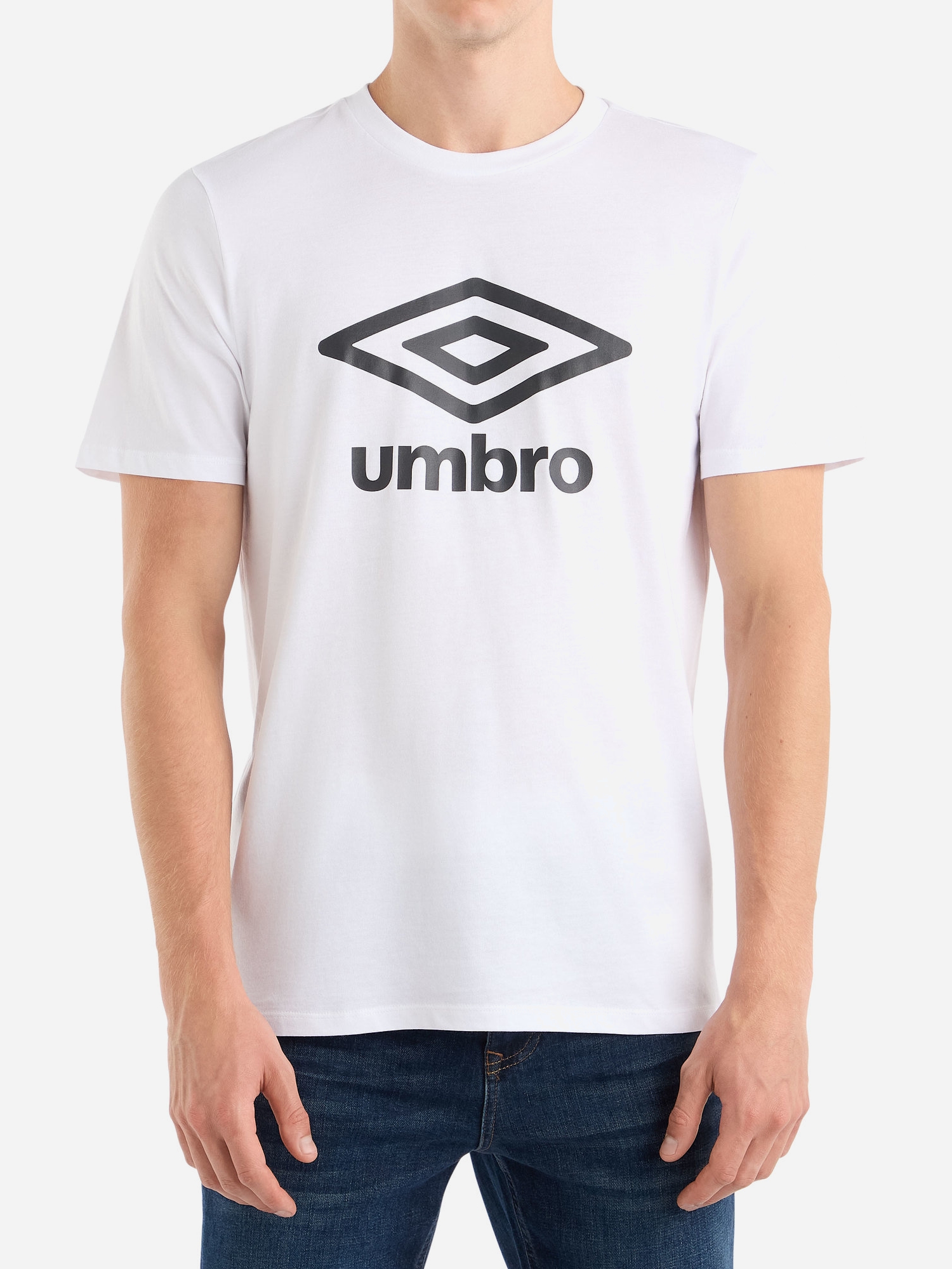 Акція на Футболка бавовняна довга чоловіча Umbro Large Logo Tee 66413U-13U S Біла від Rozetka