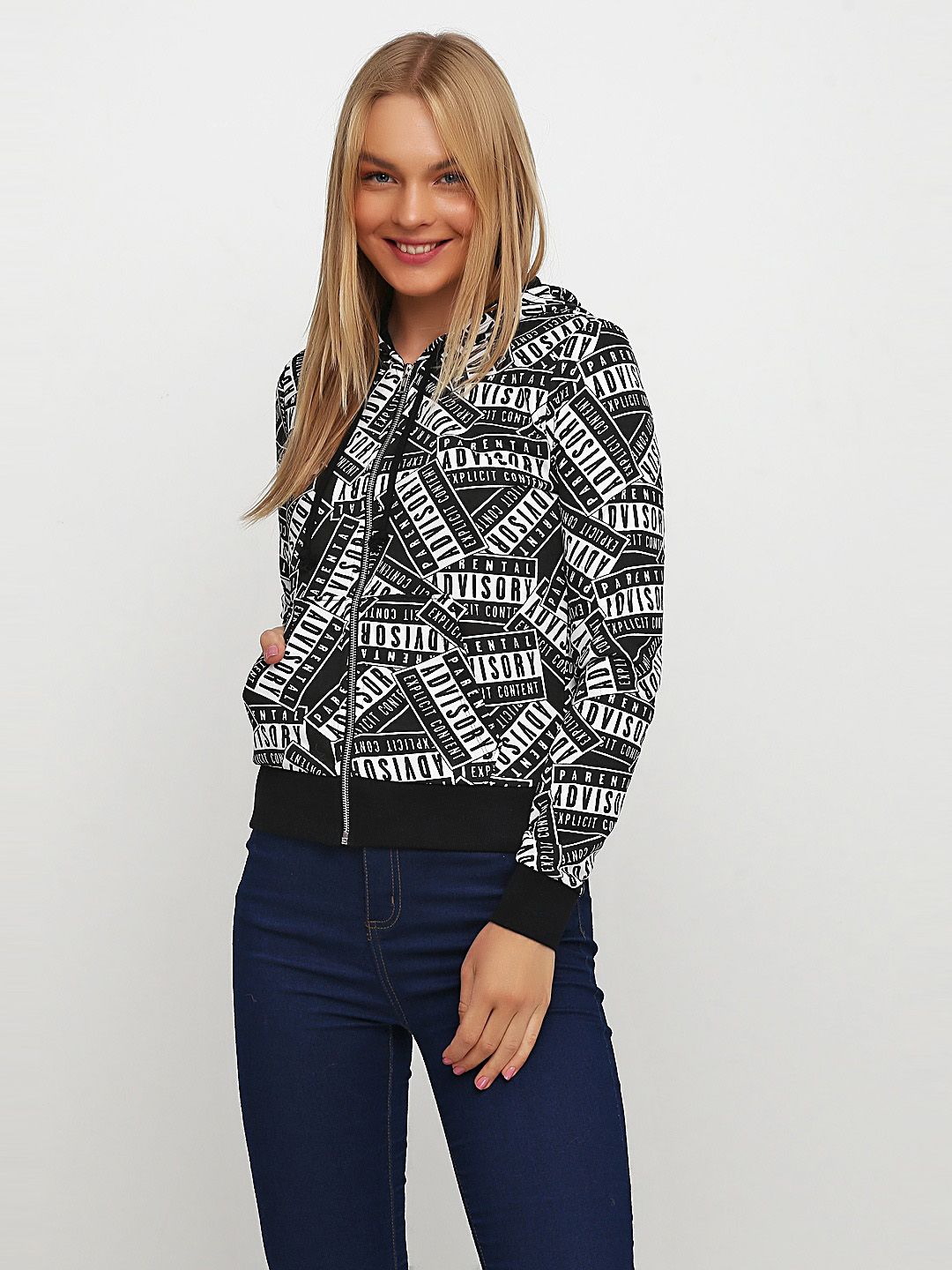 

Толстовка H&M 601-2227649 XS Черная с белым