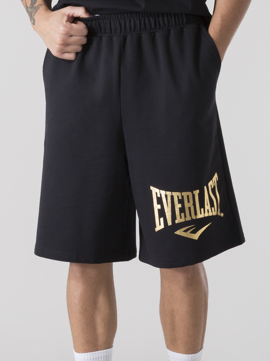 Акція на Шорти бавовняні довгі чоловічі Everlast Bermuda Felpa Non Garz 37M296D80-20GD M Чорні з золотистим від Rozetka