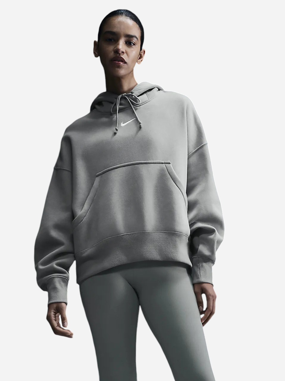 Акція на Худі на флісі оверсайз жіноче Nike W Nsw Style Flc Po Hoodie Oos DQ5858-320 L Сіре від Rozetka