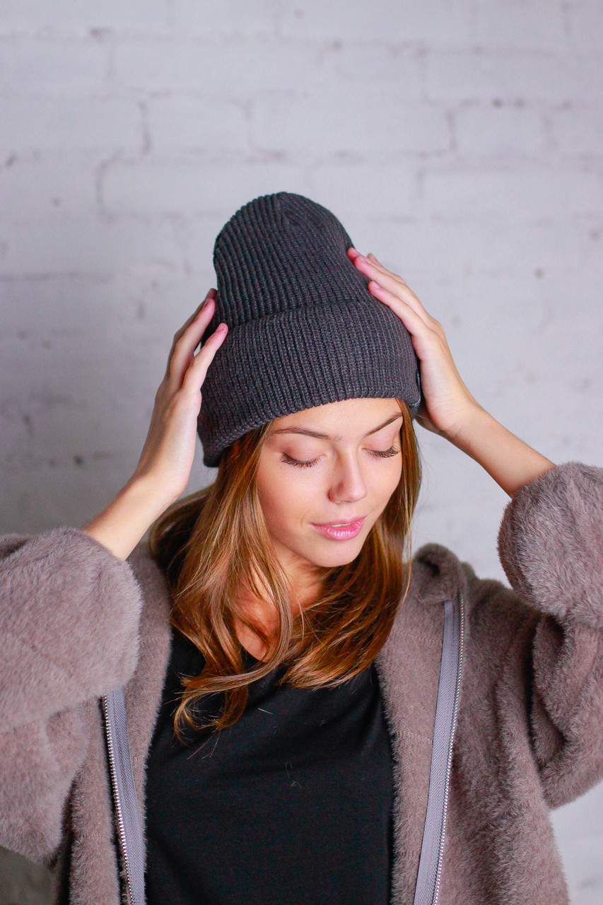 

Женская шапка Leks Бини Графитовый (5210)