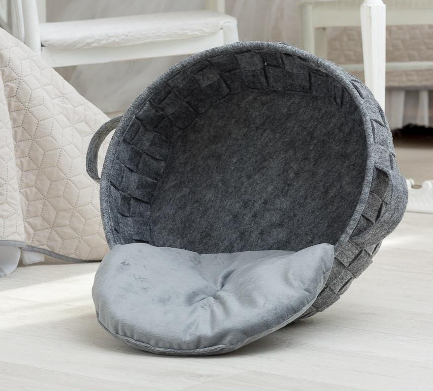 

Корзинка-лежак для животных DigitalWool плетеная с подушкой, серый (DW-91-04)