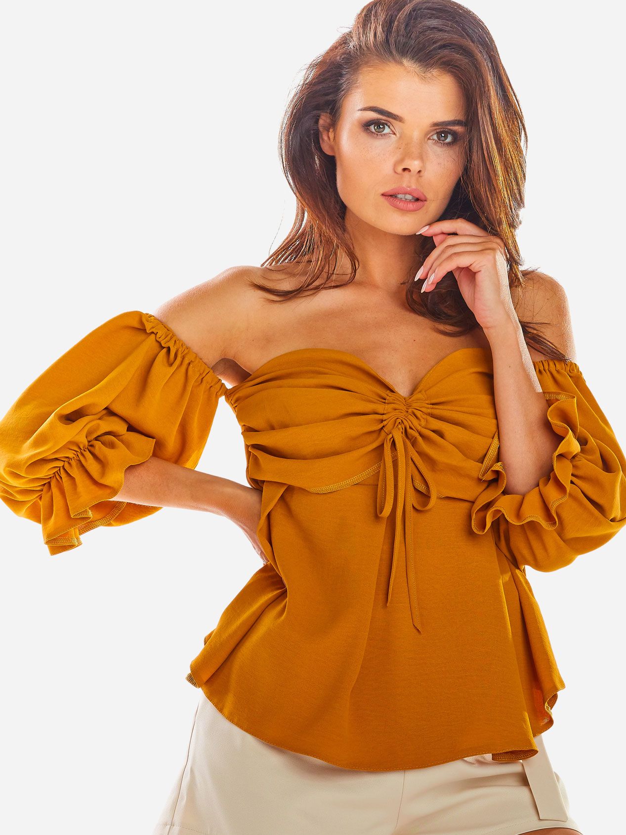 Акція на Блузка жіноча Awama A305 106824 L-XL Caramel від Rozetka