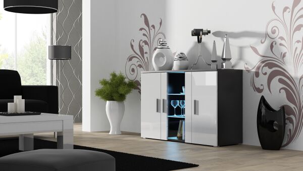 

Комод в стиле хай тек CAMA Soho S7 Черный мат/Белый глянец с подсветкой белой