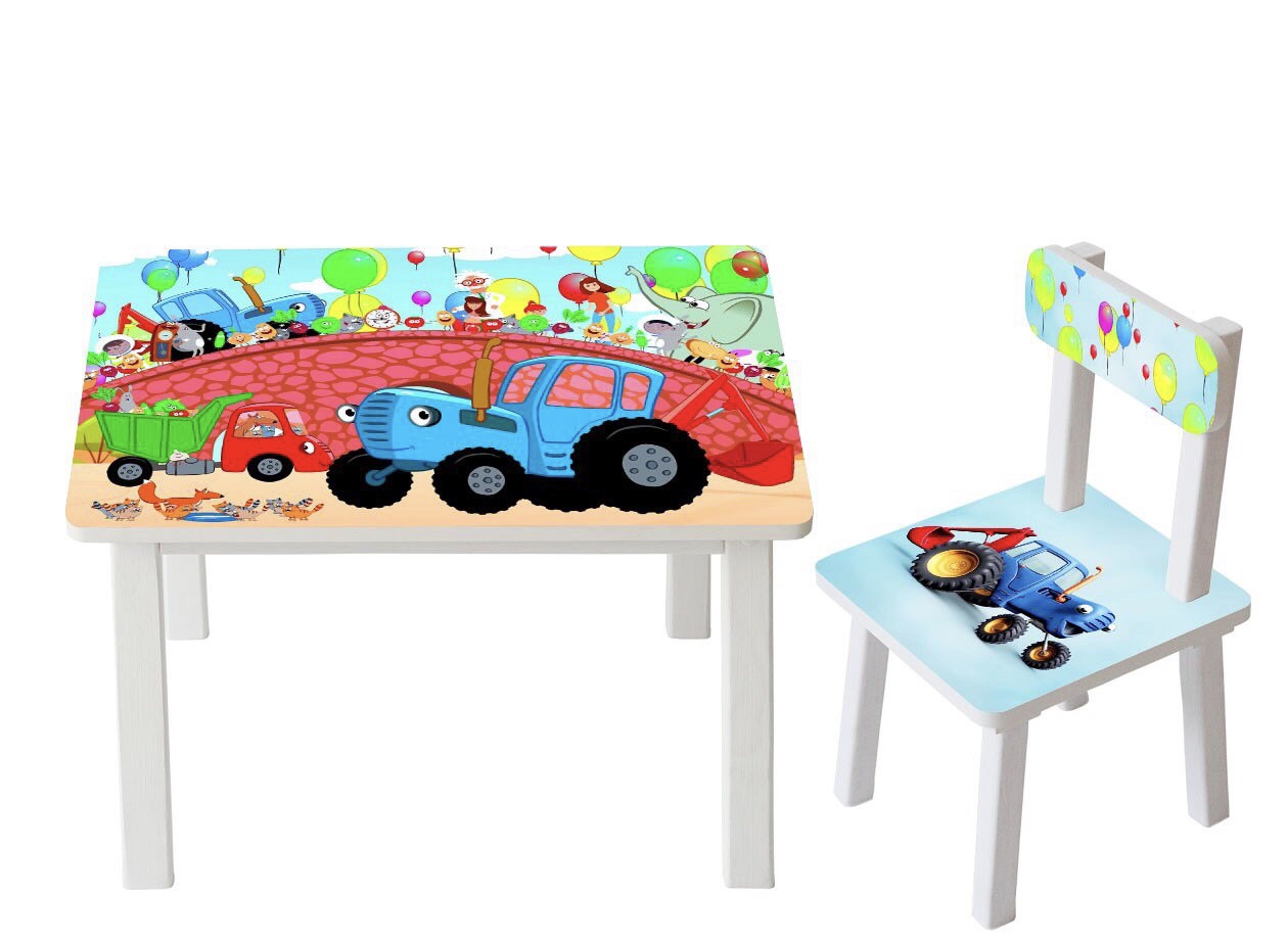 

Столик детский и стульчик Toys высота 43,5 см. 60/40 Синий Трактор BSM2К-48